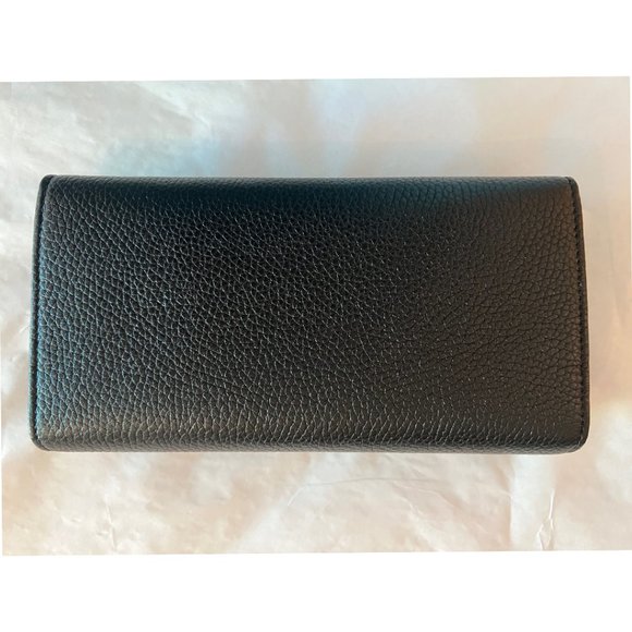 Gucci Soho Black Pebbled Leather Long Wallet Flap GG Large Authentic Italy NEW - Picture 11 of 16